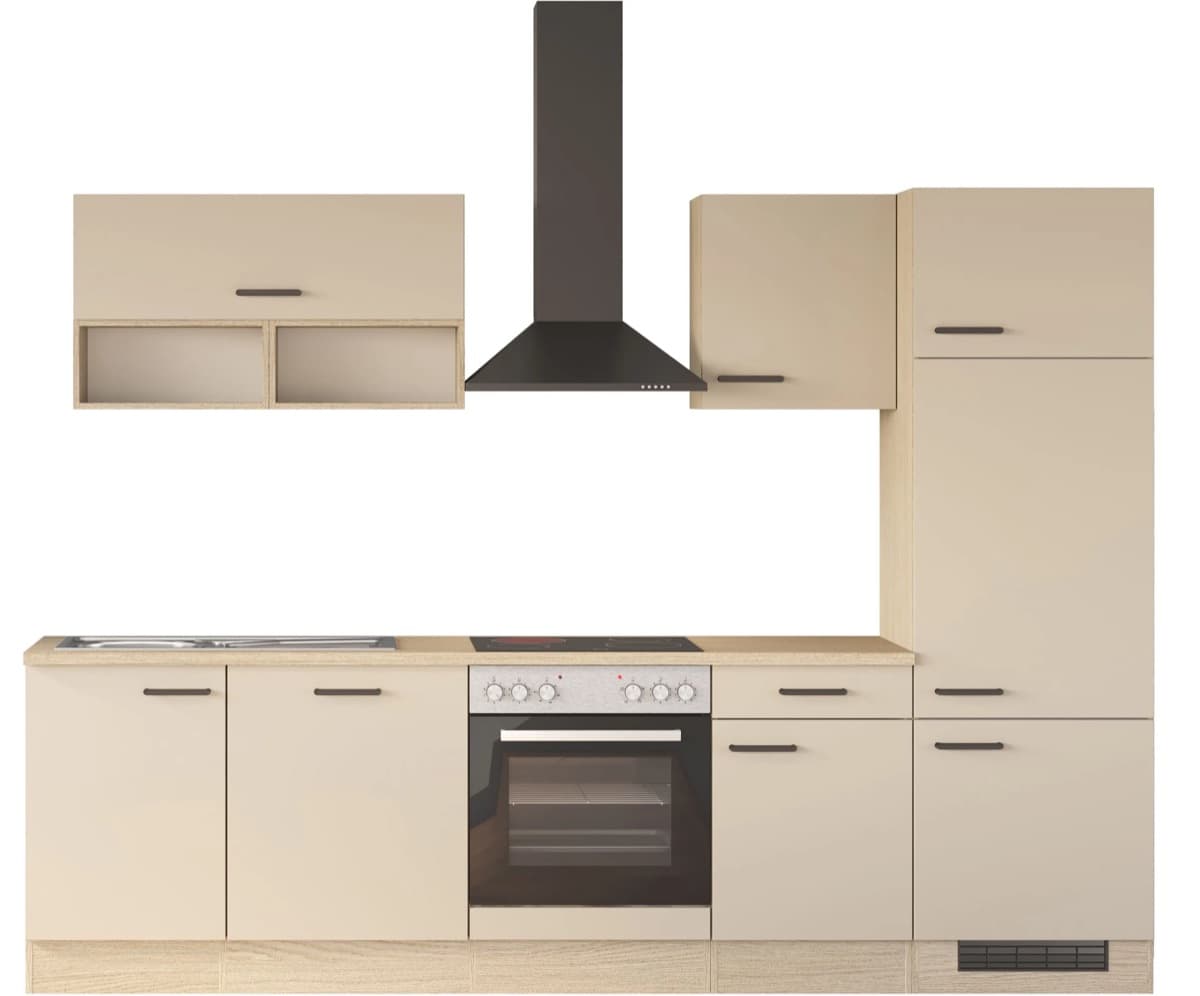 Cocina lineal Flex-Well Exclusiv Creso 2331 · 280 cm · cachemira mate y roble Provence