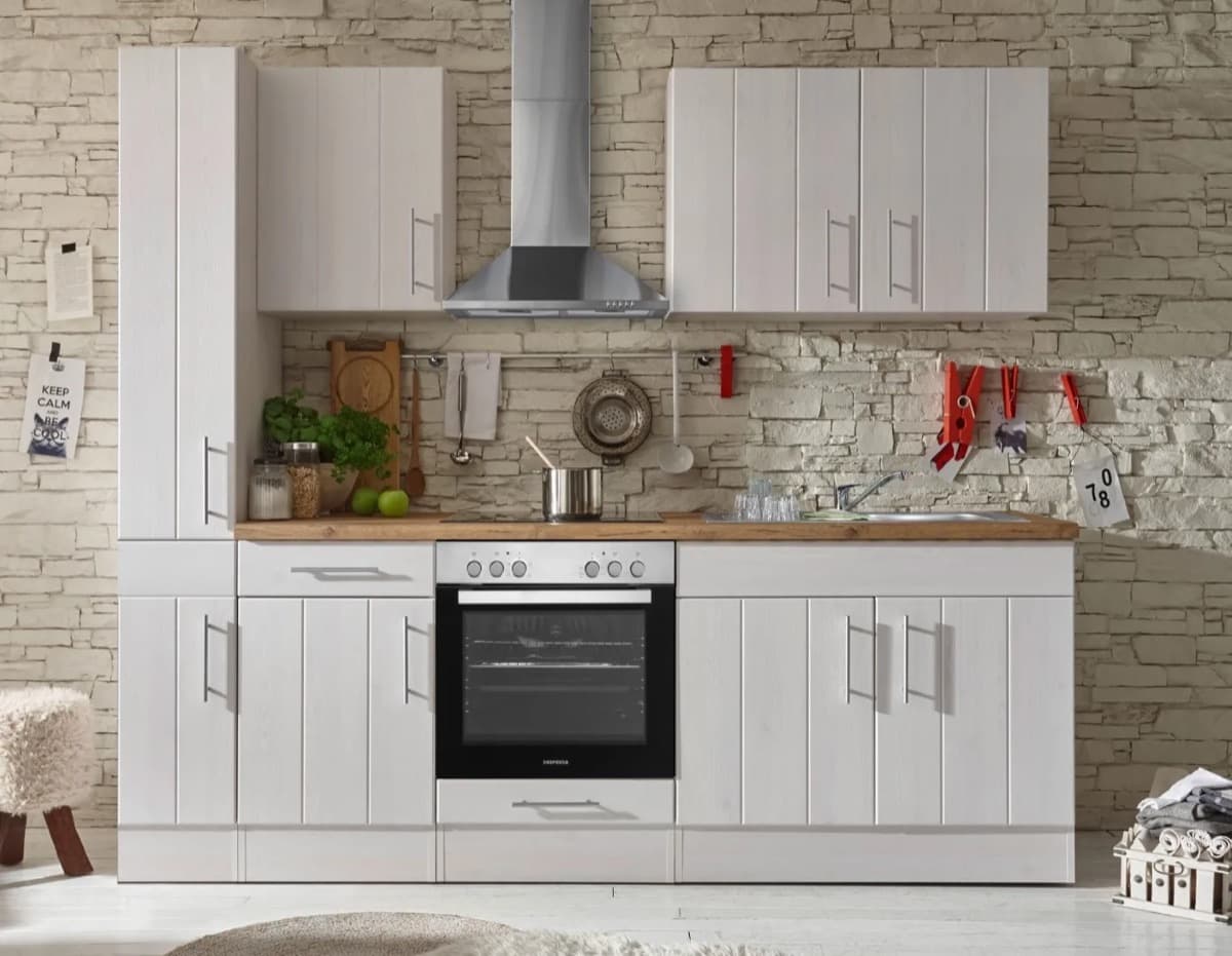 Cocina lineal Respekta Anton · 240 cm · alerce blanco mate