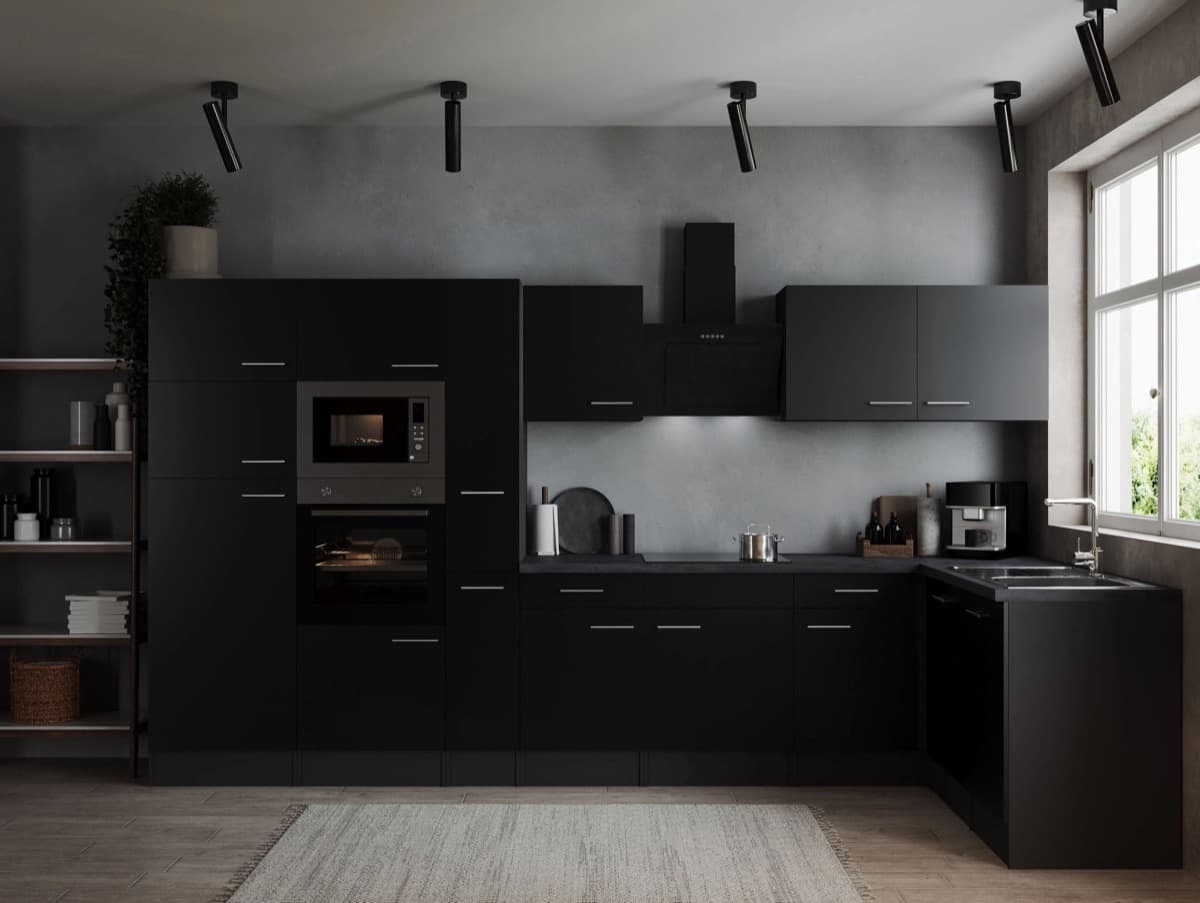 Cocina en L Respekta Oliver · 370 cm · negro